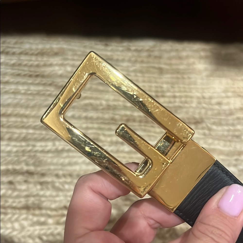 Pre-loved men's Gucci Brown Gold Leather Belt with Signature Buckle - Picture 4 of 7